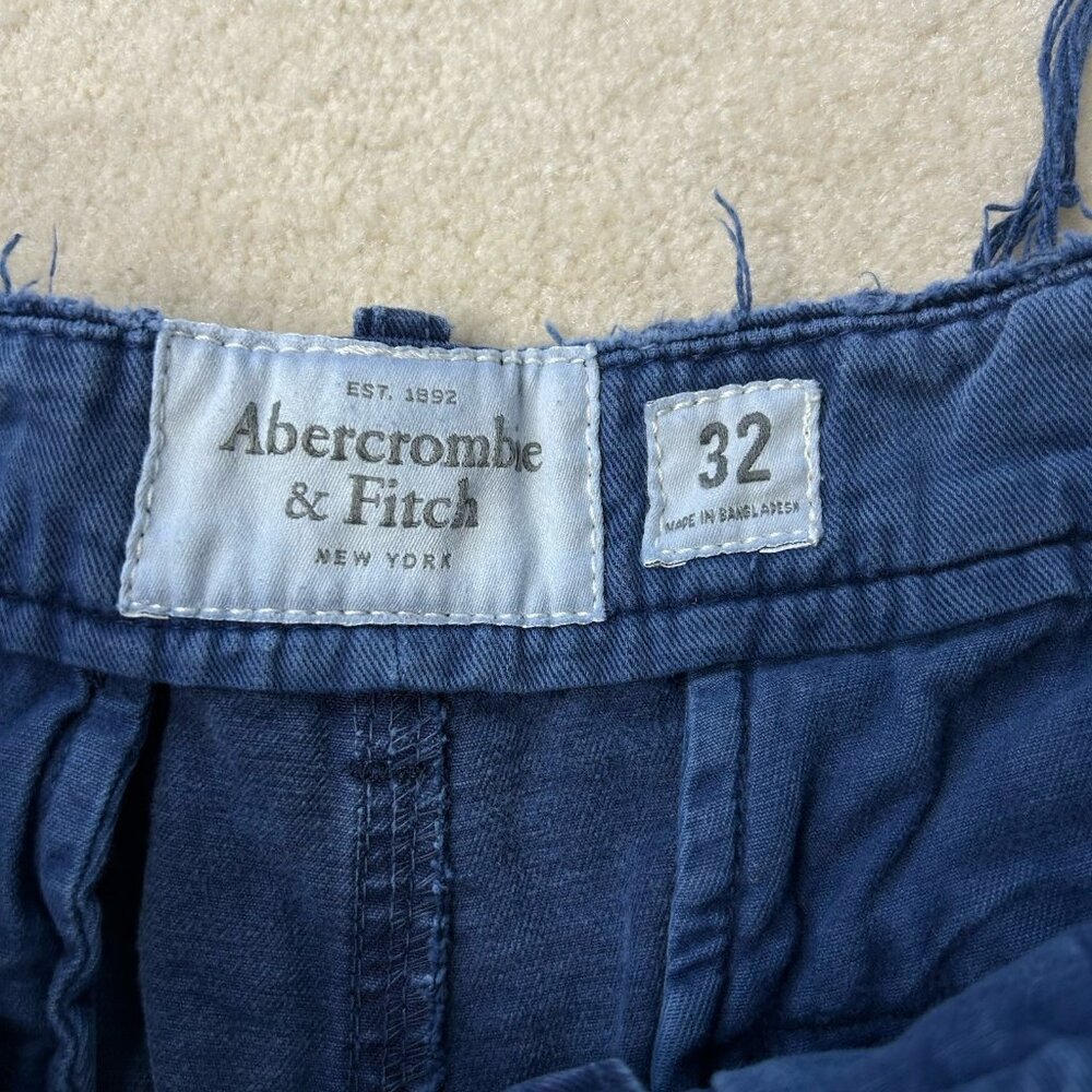 Abercrombie Fitch Mens Chino Shorts 32 Blue 9" Inseam Twill Casual Flat Front - Picture 6 of 8